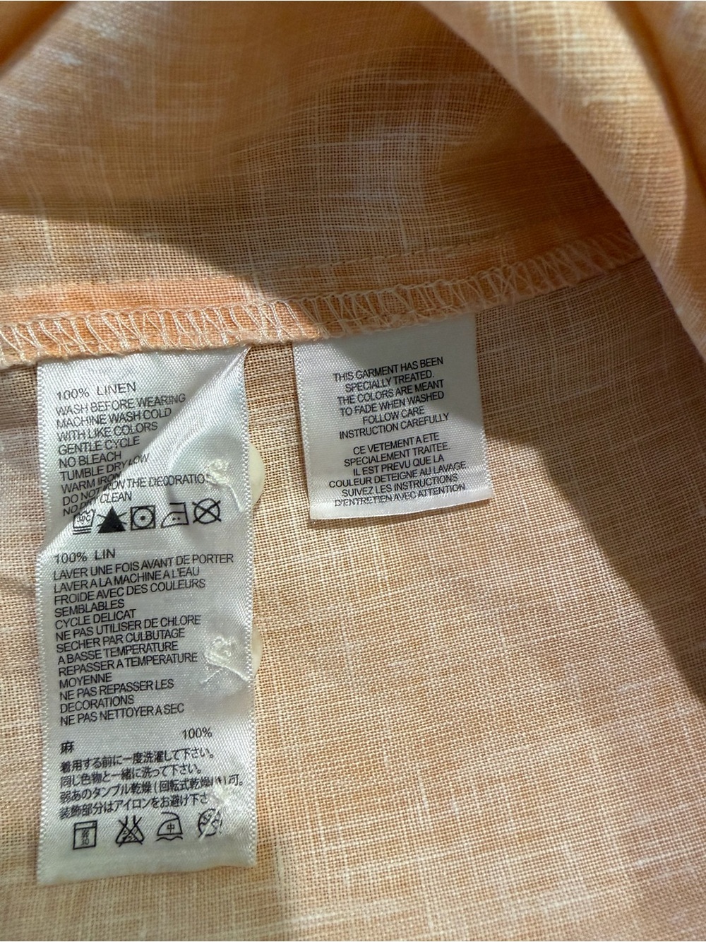 Tommy Bahama Shirt Mens Large 100% Linen Long Sleeve Peach Orange Beach Vacation - Picture 5 of 9